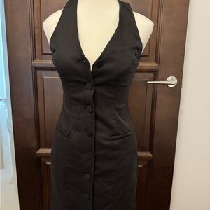 Guess Black Button-Front Backless Dress